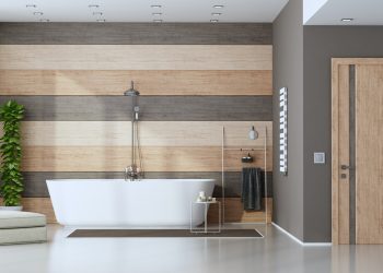Contemporary bathroom with bathtub