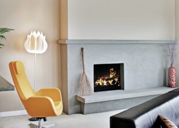 Fireplace in modern livingroom
