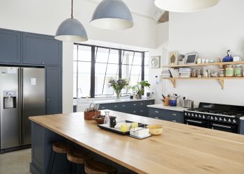 Kitchen island in a large family kitchen